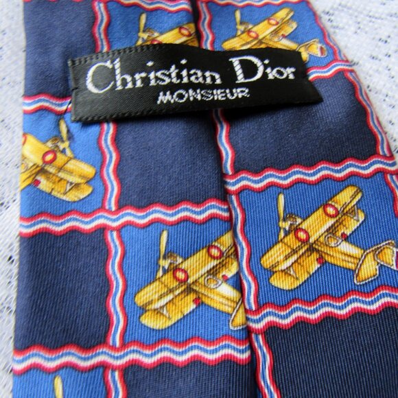 Christian Dior Monsieur Men's Tie Navy/Blue, length 58" ,Silk, Hand Made, Italy - Picture 5 of 7